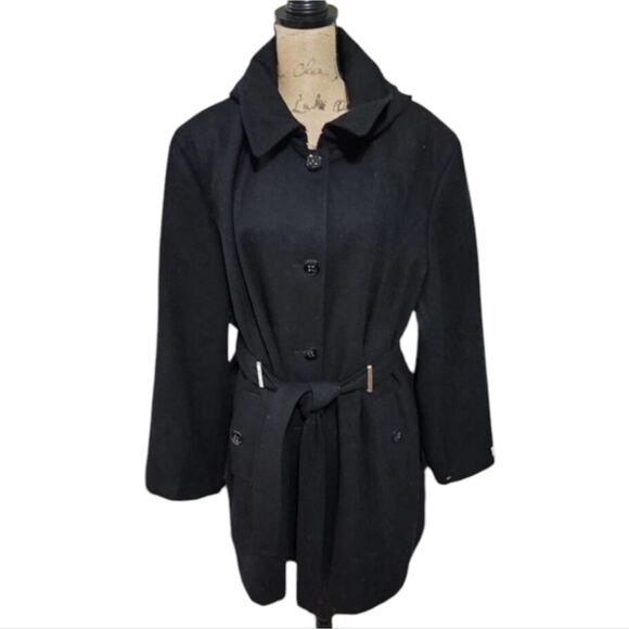 CALVIN klein Black belted hooded wool blend Walking coat plus size 3X new!!! - Picture 11 of 15